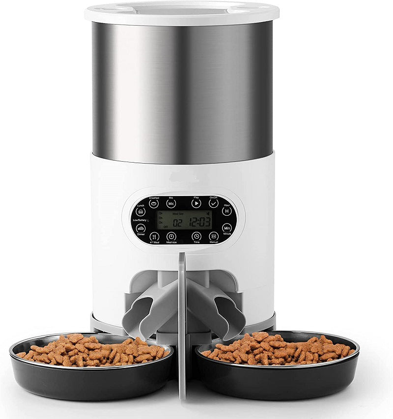 Smart APP Pet Feeder  Food Automatic Dispenser Stainless Steel Bowl Cats And Dogs With Recording Timing Feeding